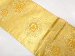 鏡裏に華紋・七宝模様織り出し　袋帯